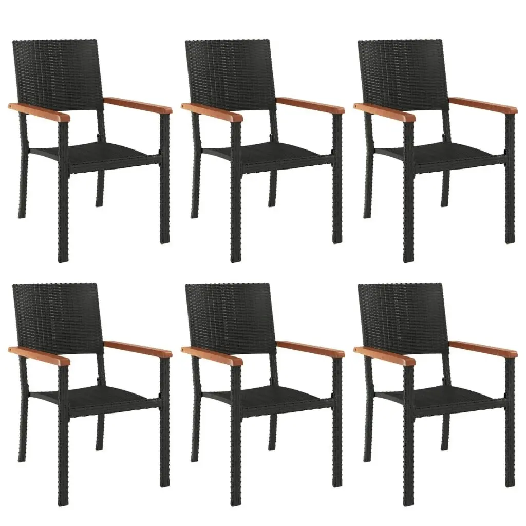 7 Piece Garden Dining Set Black Poly Rattan 3156685