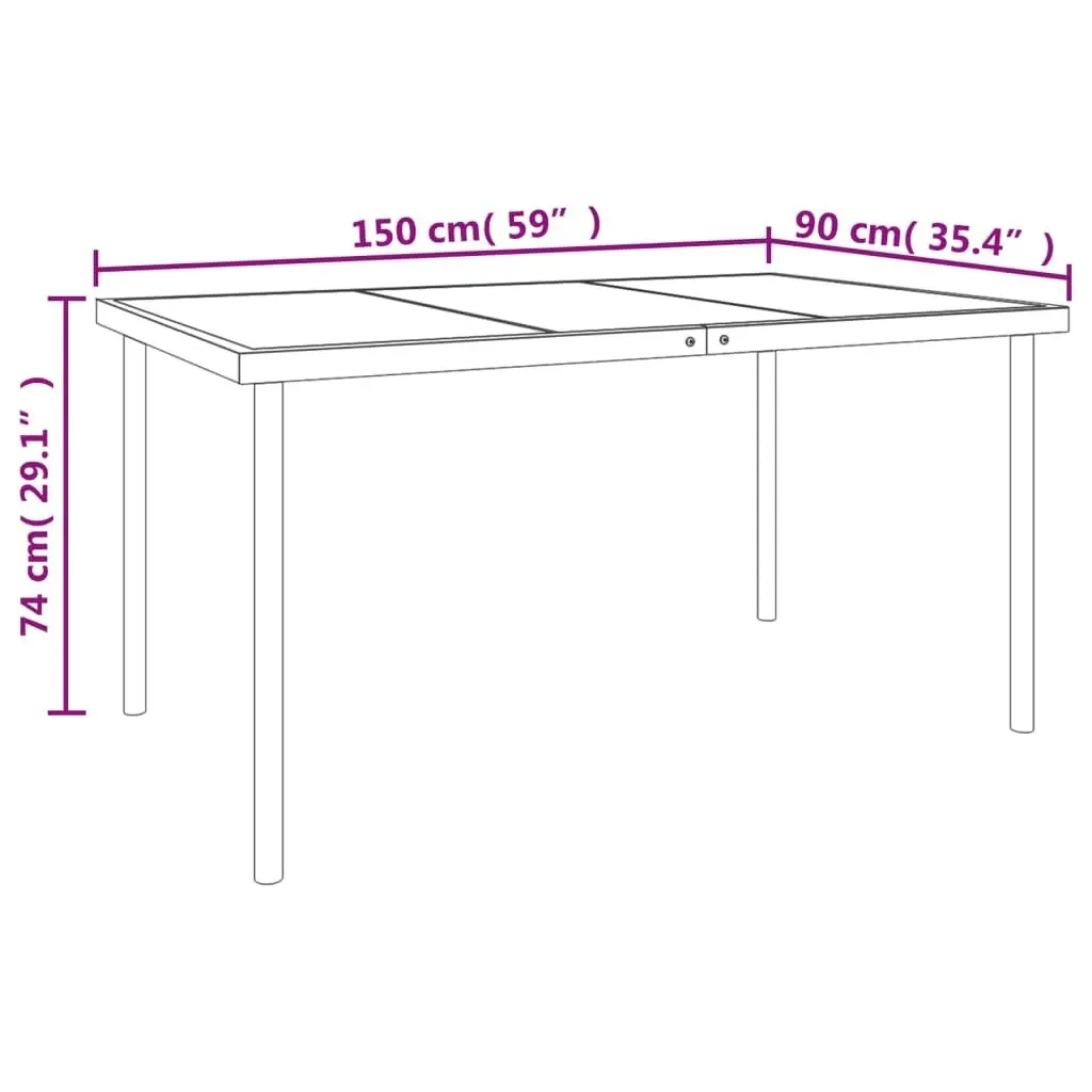 7 Piece Garden Dining Set Black Steel and Textilene 3200679