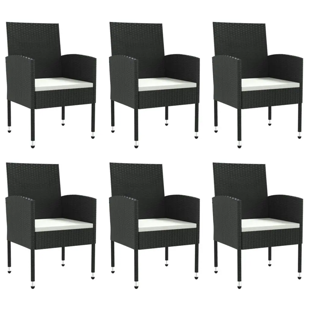 7 Piece Garden Dining Set Black Poly Rattan and Steel 3203307