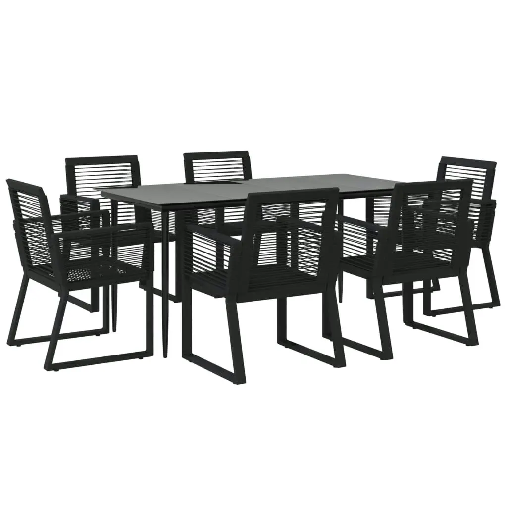 7 Piece Garden Dining Set Black PVC Rattan 3156549