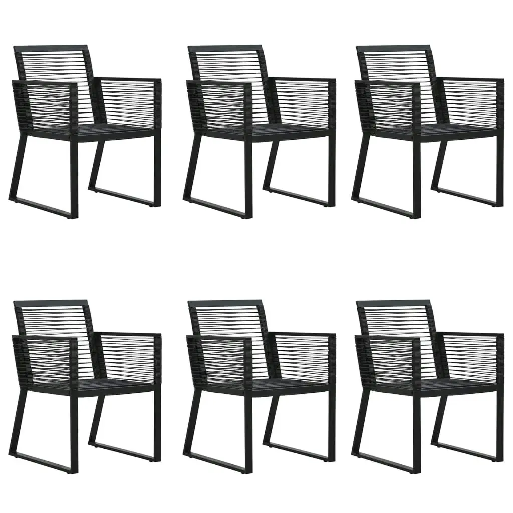 7 Piece Garden Dining Set Black PVC Rattan 3156549