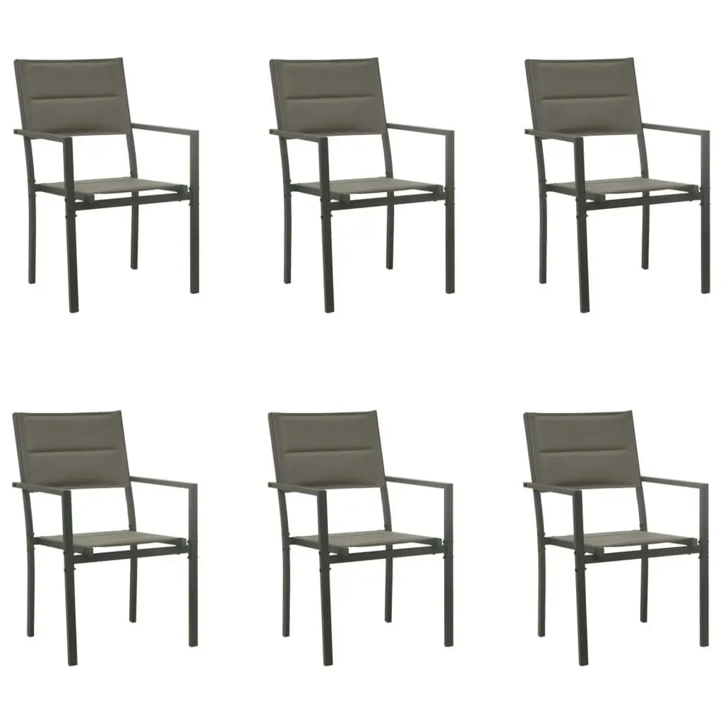 7 Piece Garden Dining Set Black Steel and Textilene 3200737