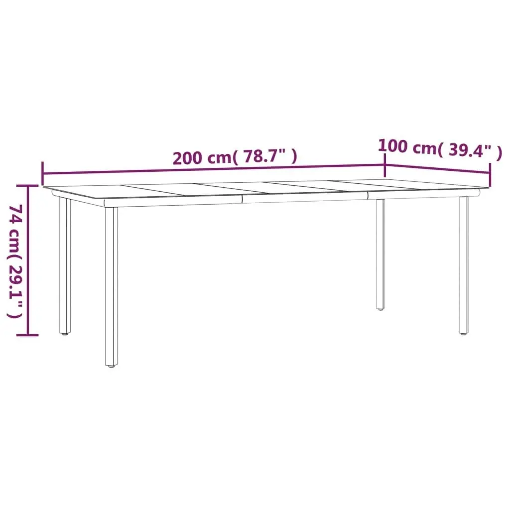 7 Piece Garden Dining Set Black Steel and Textilene 3200716