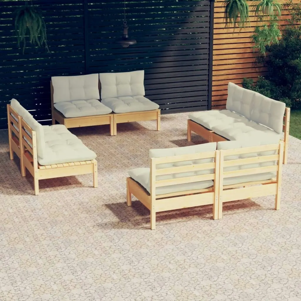 8 Piece Garden Lounge Set with Cream Cushions Pinewood 3096040