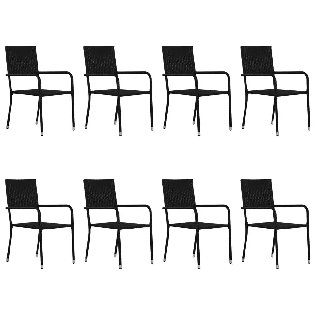 9 Piece Garden Dining Set Black 3067924