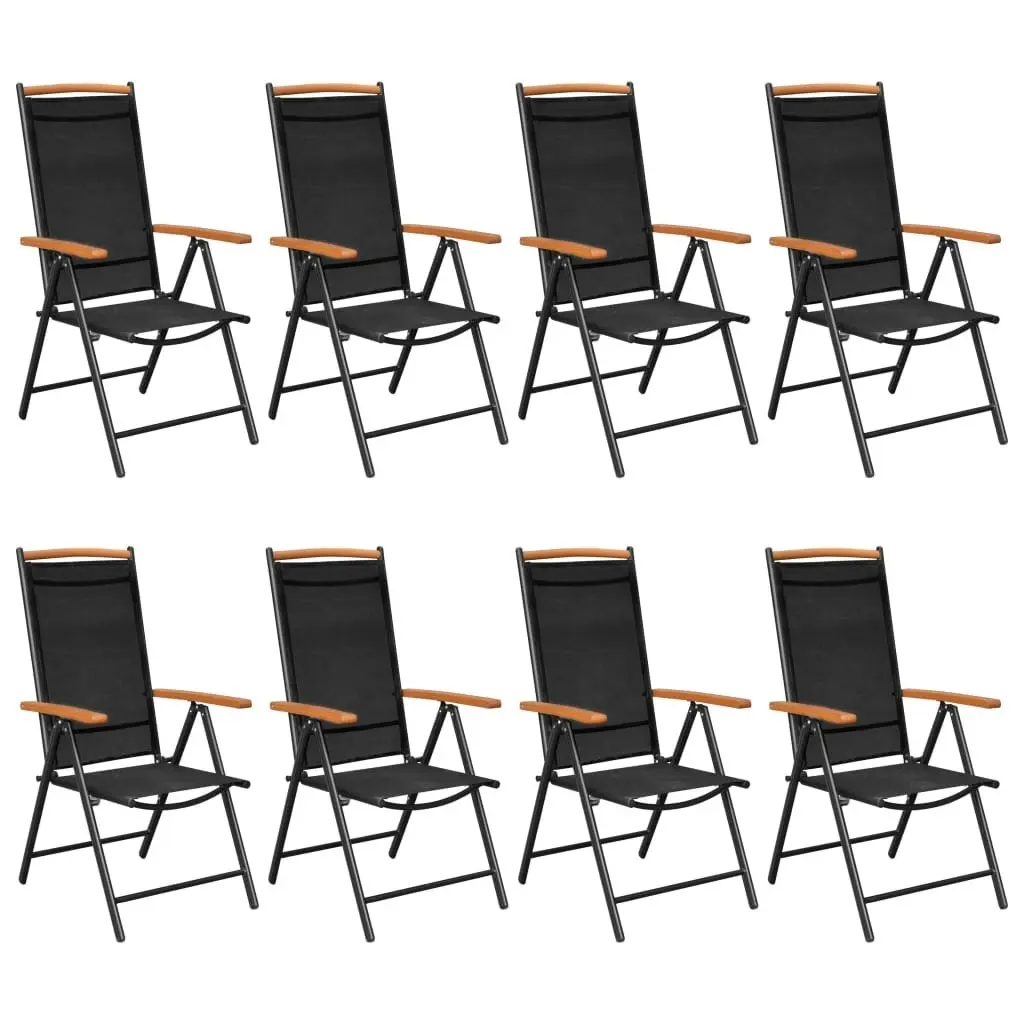 9 Piece Garden Dining Set Aluminium Black 3070630