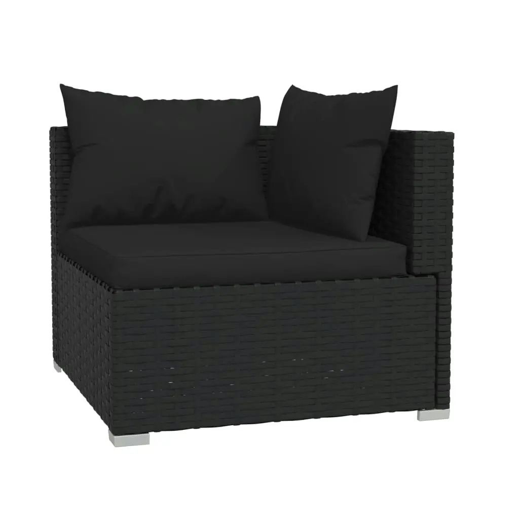 8 Piece Garden Lounge Set with Cushions Poly Rattan Black 3101768