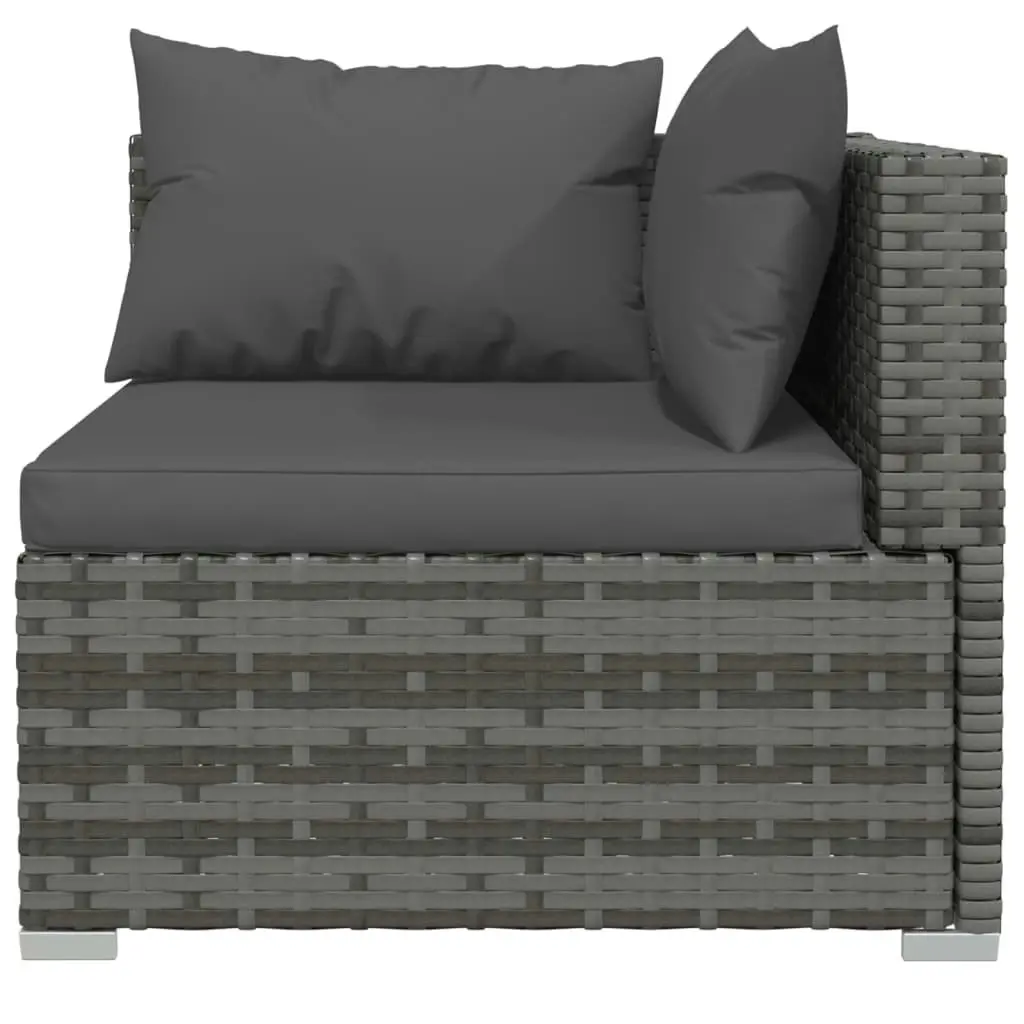 8 Piece Garden Lounge Set with Cushions Poly Rattan Grey 3102757