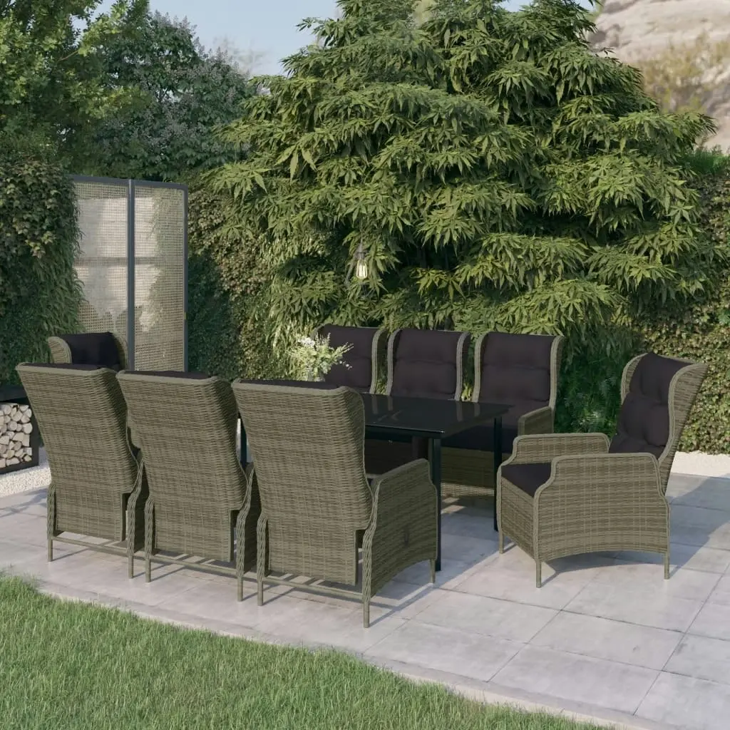 9 Piece Garden Dining Set Brown 3099654