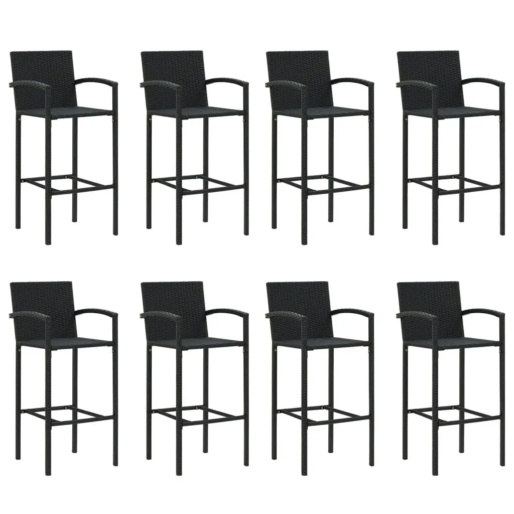 9 Piece Garden Bar Set Black Poly Rattan 3187660