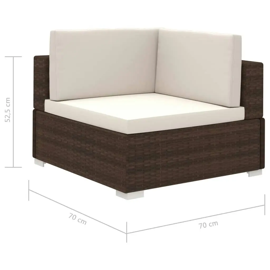 8 Piece Garden Lounge Set with Cushions Poly Rattan Brown 41258