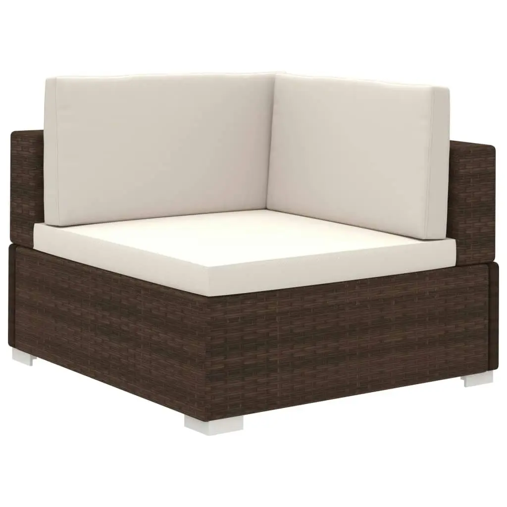 8 Piece Garden Lounge Set with Cushions Poly Rattan Brown 41258