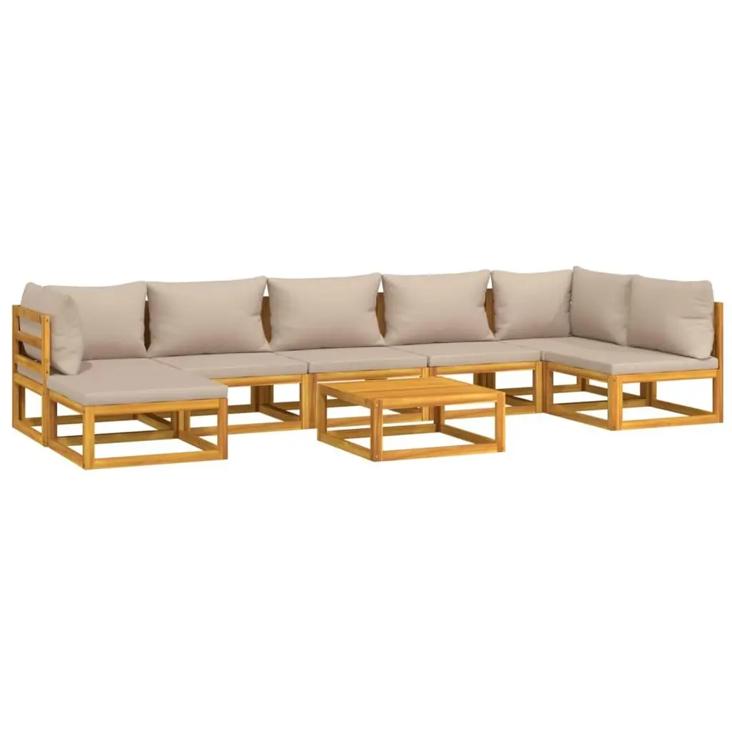 8 Piece Garden Lounge Set with Taupe Cushions Solid Wood 3155275