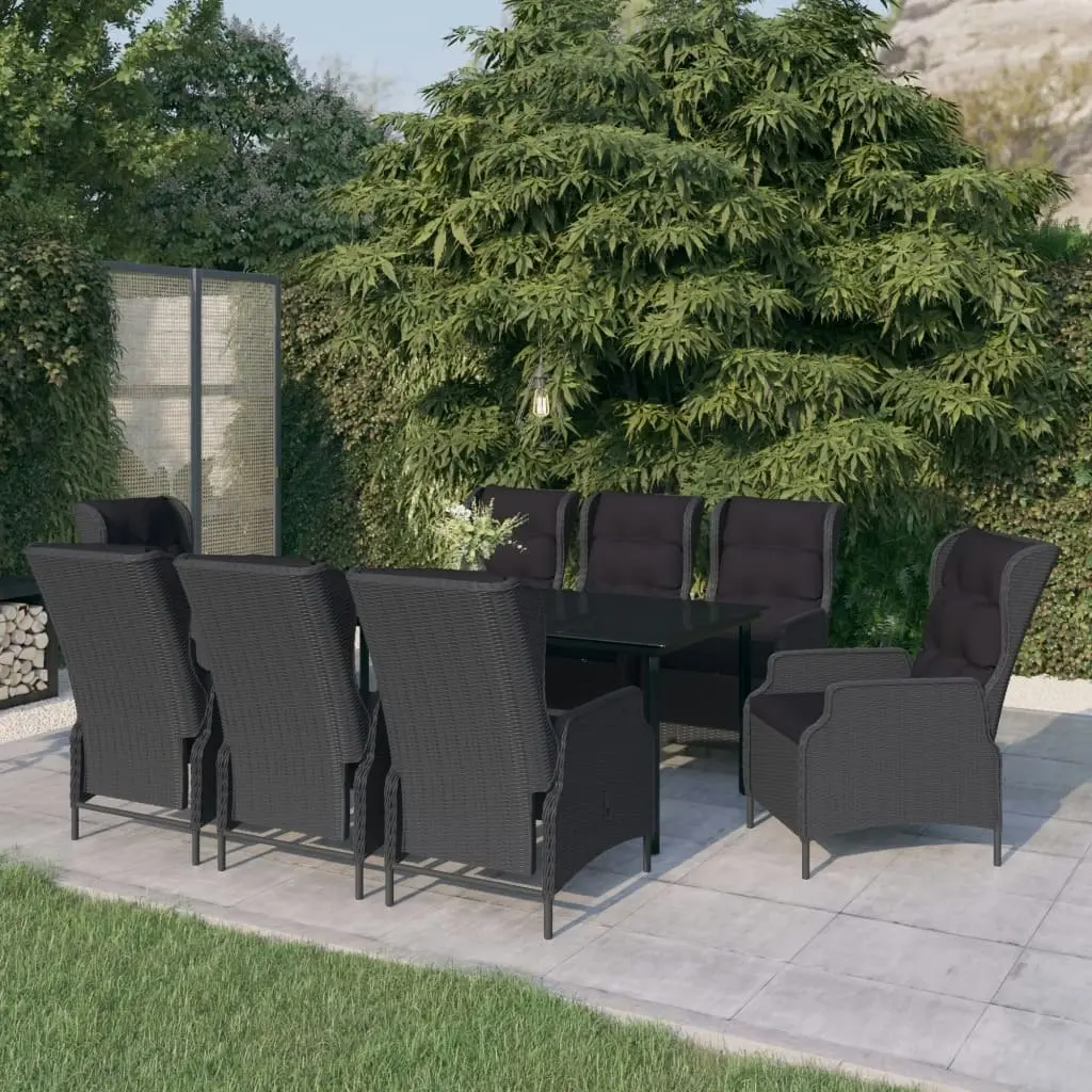 9 Piece Garden Dining Set Dark Grey 3099642