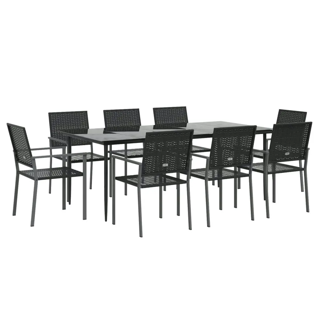 9 Piece Garden Dining Set Poly Rattan and Steel 3187016