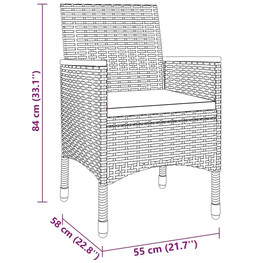 9 Piece Garden Dining Set Poly Rattan Grey 3058457