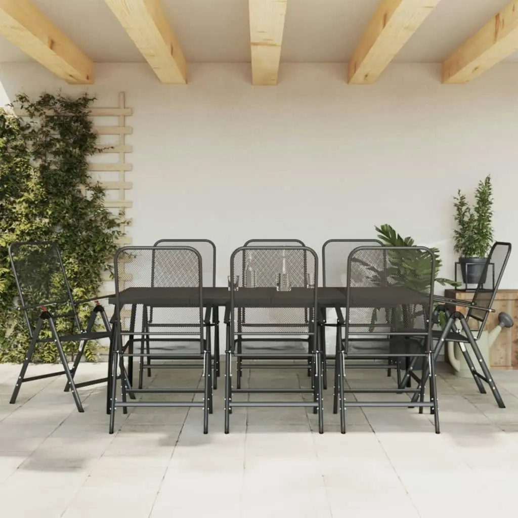 9 Piece Garden Dining Set Anthracite Metal Mesh 3211824