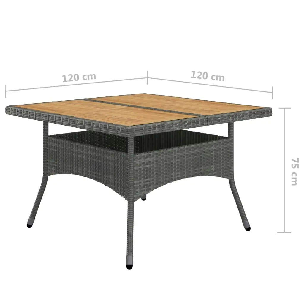 9 Piece Garden Dining Set Poly Rattan and Acacia Wood Grey 3058347