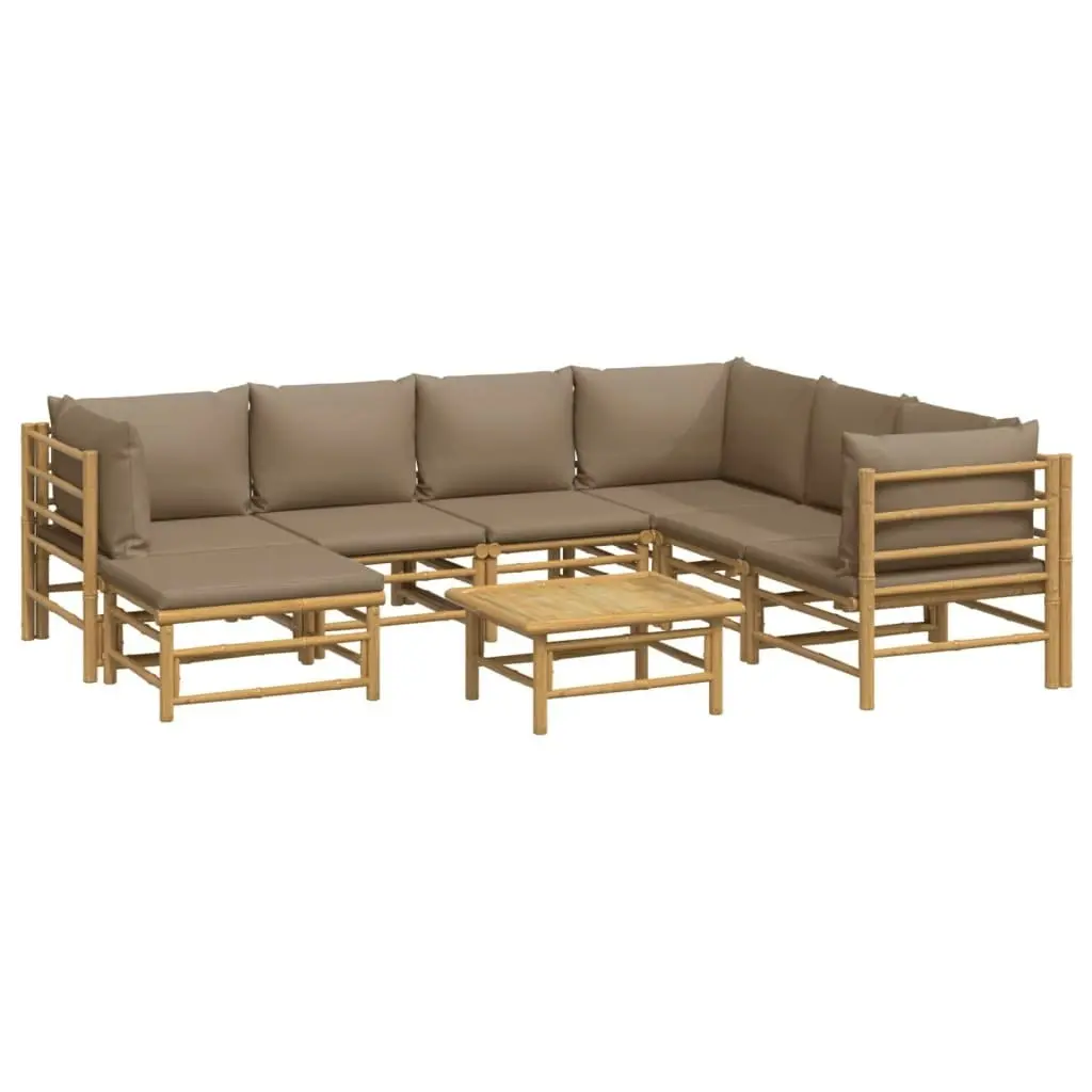 8 Piece Garden Lounge Set with Taupe Cushions  Bamboo 3155127