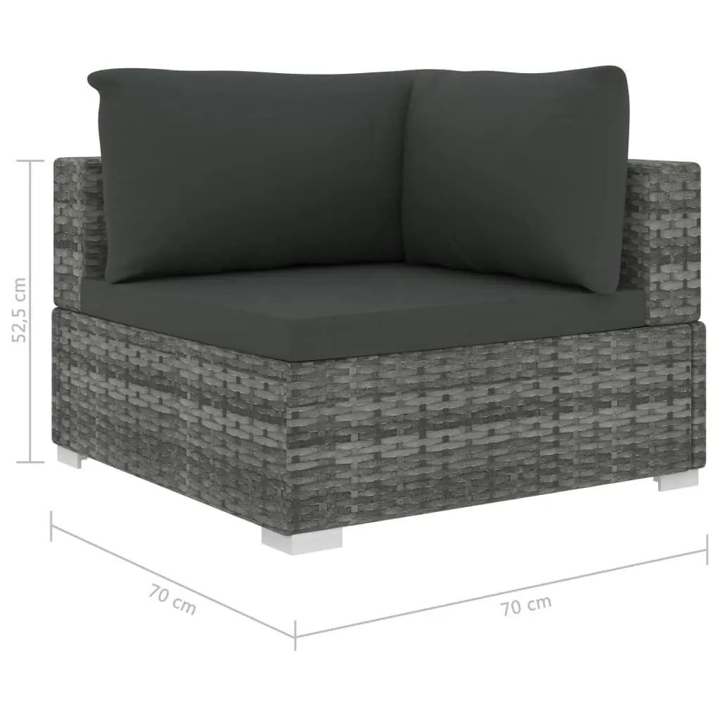 8 Piece Garden Lounge Set with Cushions Poly Rattan Grey 46767