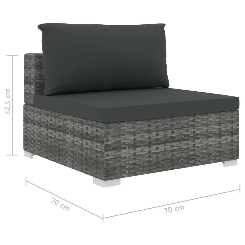 8 Piece Garden Lounge Set with Cushions Poly Rattan Grey 46767