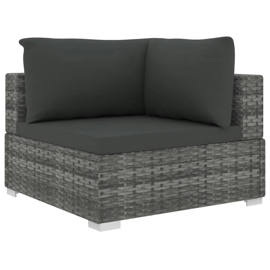 8 Piece Garden Lounge Set with Cushions Poly Rattan Grey 46767