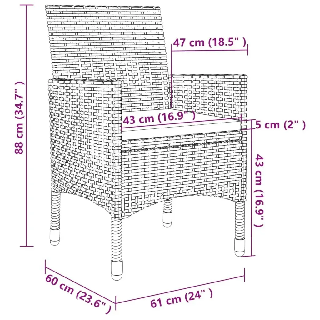 9 Piece Garden Dining Set with Cushions Poly Rattan and Glass 3099696