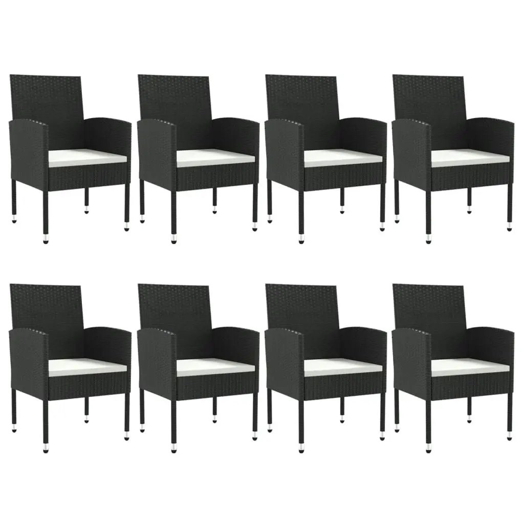 9 Piece Garden Dining Set Black Poly Rattan and Steel 3203319