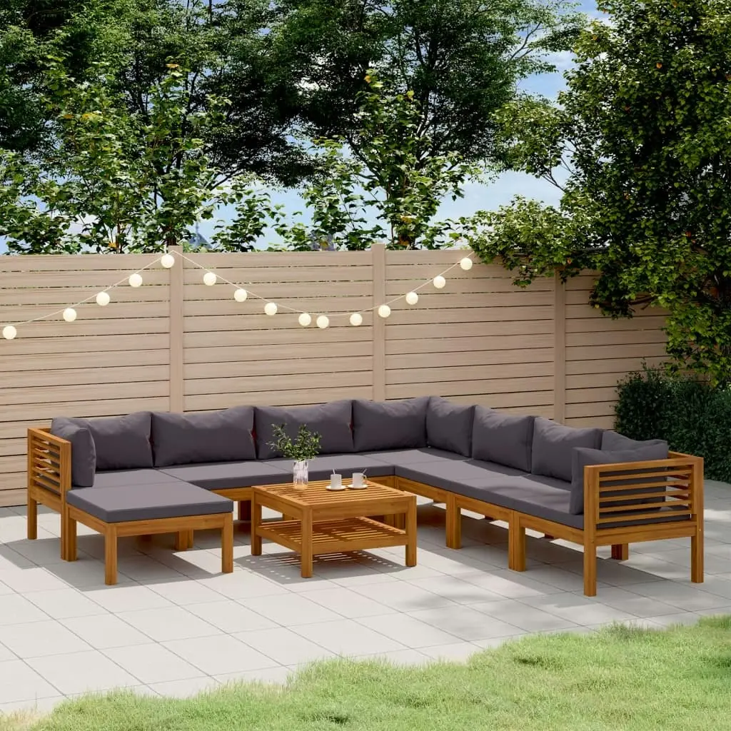 9 Piece Garden Lounge Set with Cushion Solid Acacia Wood 3086913