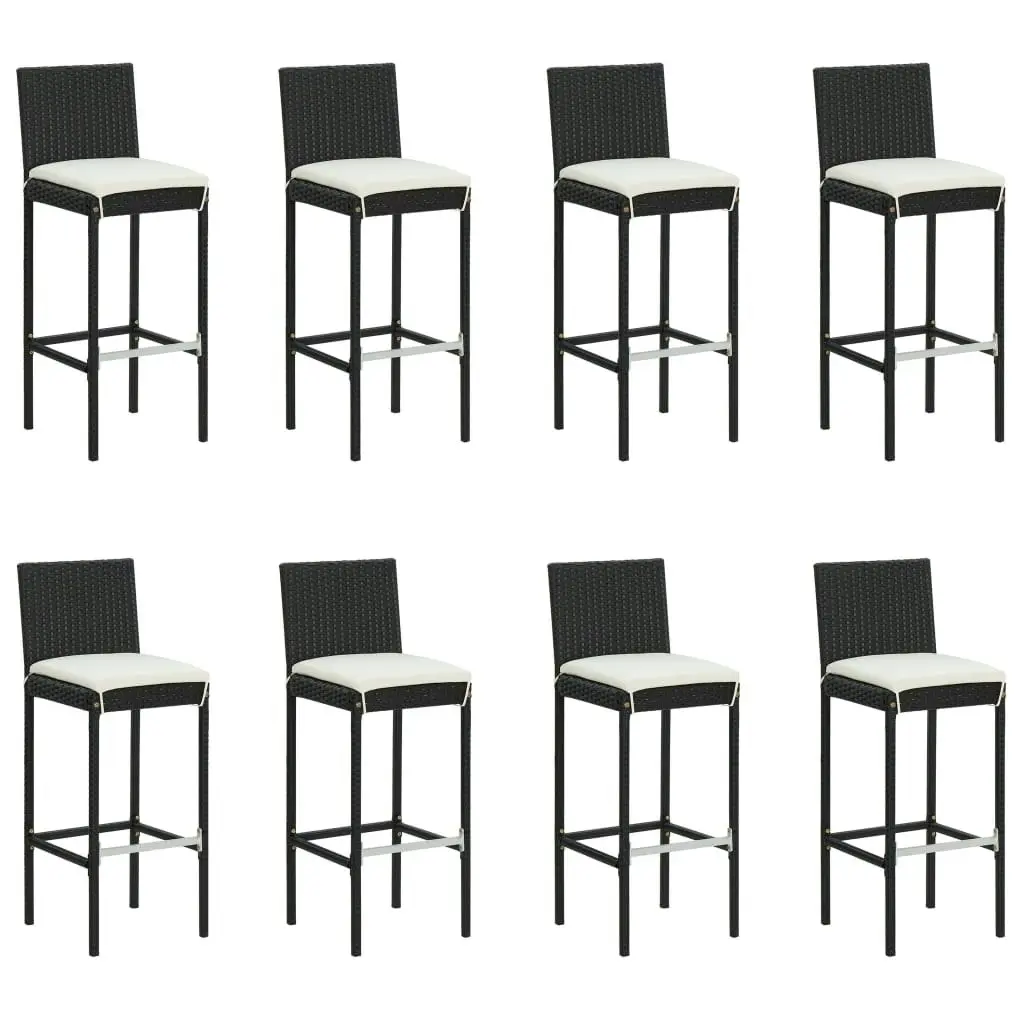 9 Piece Garden Bar Set with Cushions Black 3068008