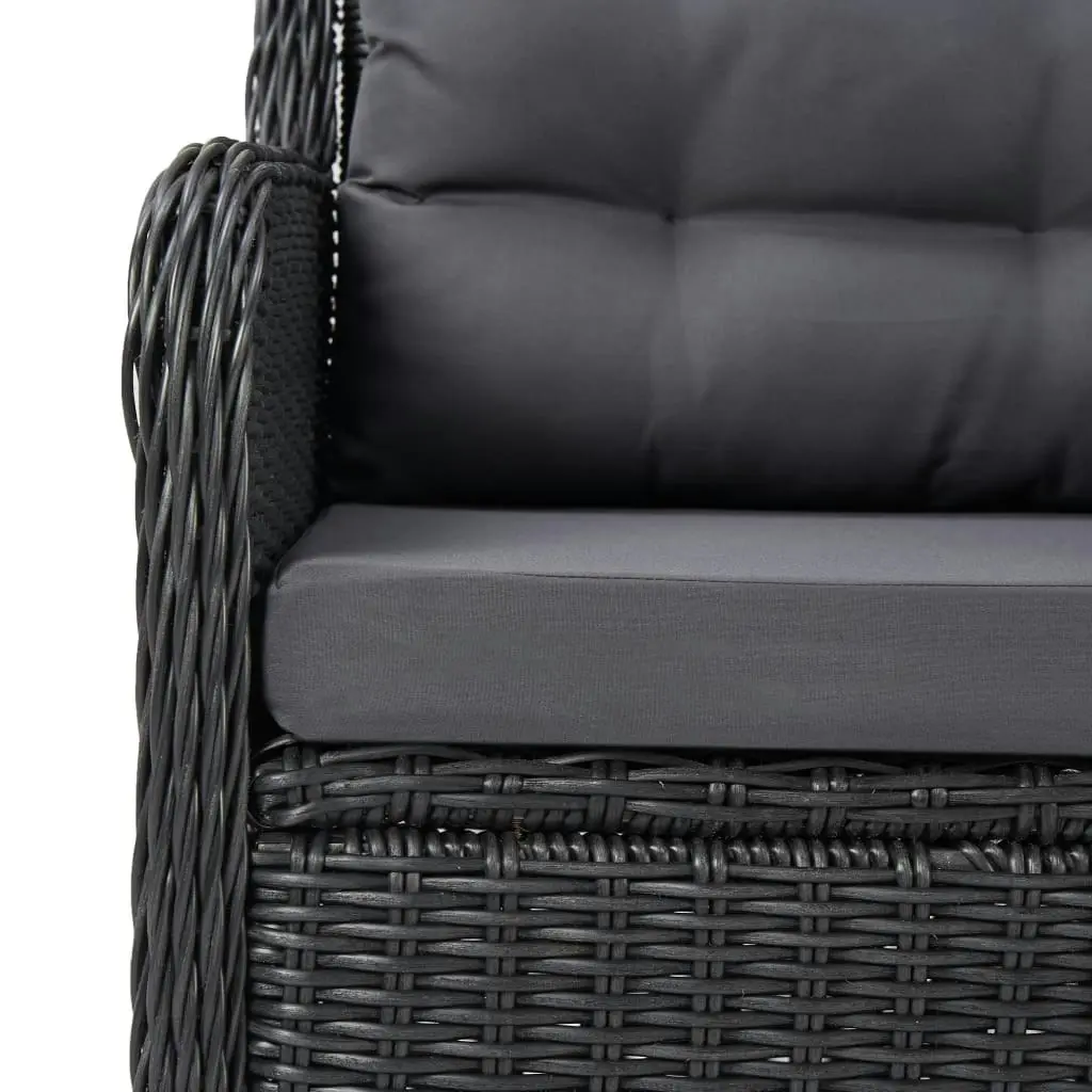 9 Piece Outdoor Dining Set Poly Rattan Black 3057809