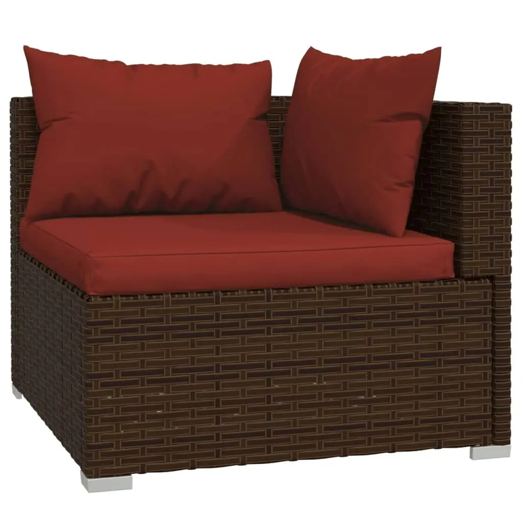 9 Piece Garden Lounge Set with Cushions Poly Rattan Brown 3102627