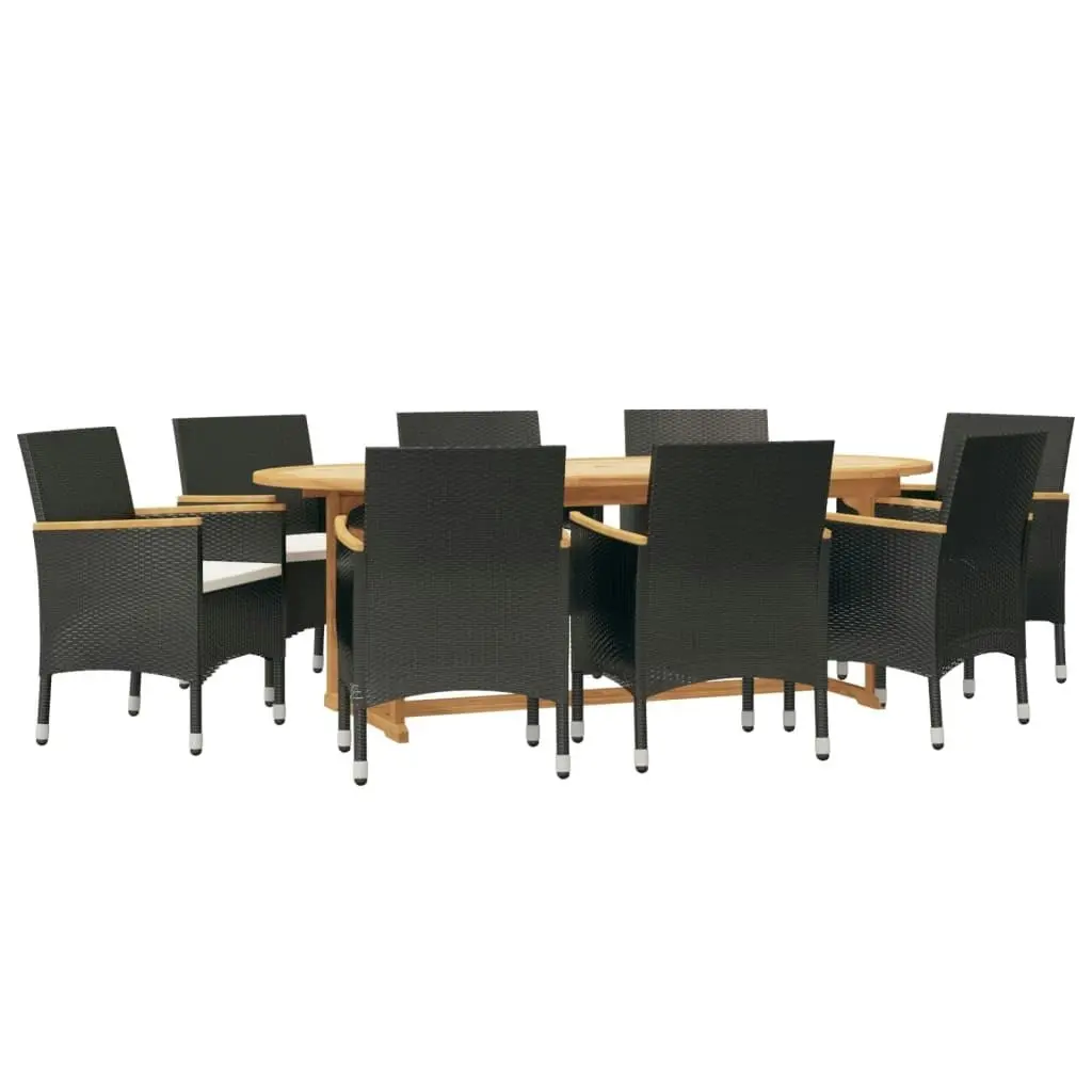 9 Piece Garden Dining Set with Cushions Black 3103600