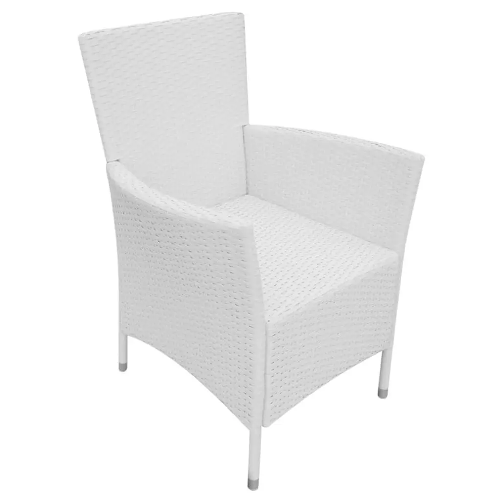 9 Piece Outdoor Dining Set Poly Rattan Cream White 42500