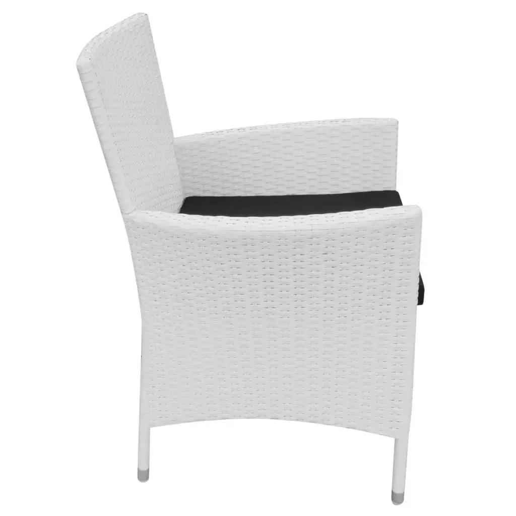 9 Piece Outdoor Dining Set Poly Rattan Cream White 42500