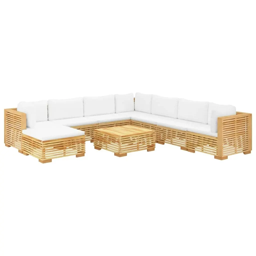 9 Piece Garden Lounge Set with Cushions Solid Teak Wood 3100889