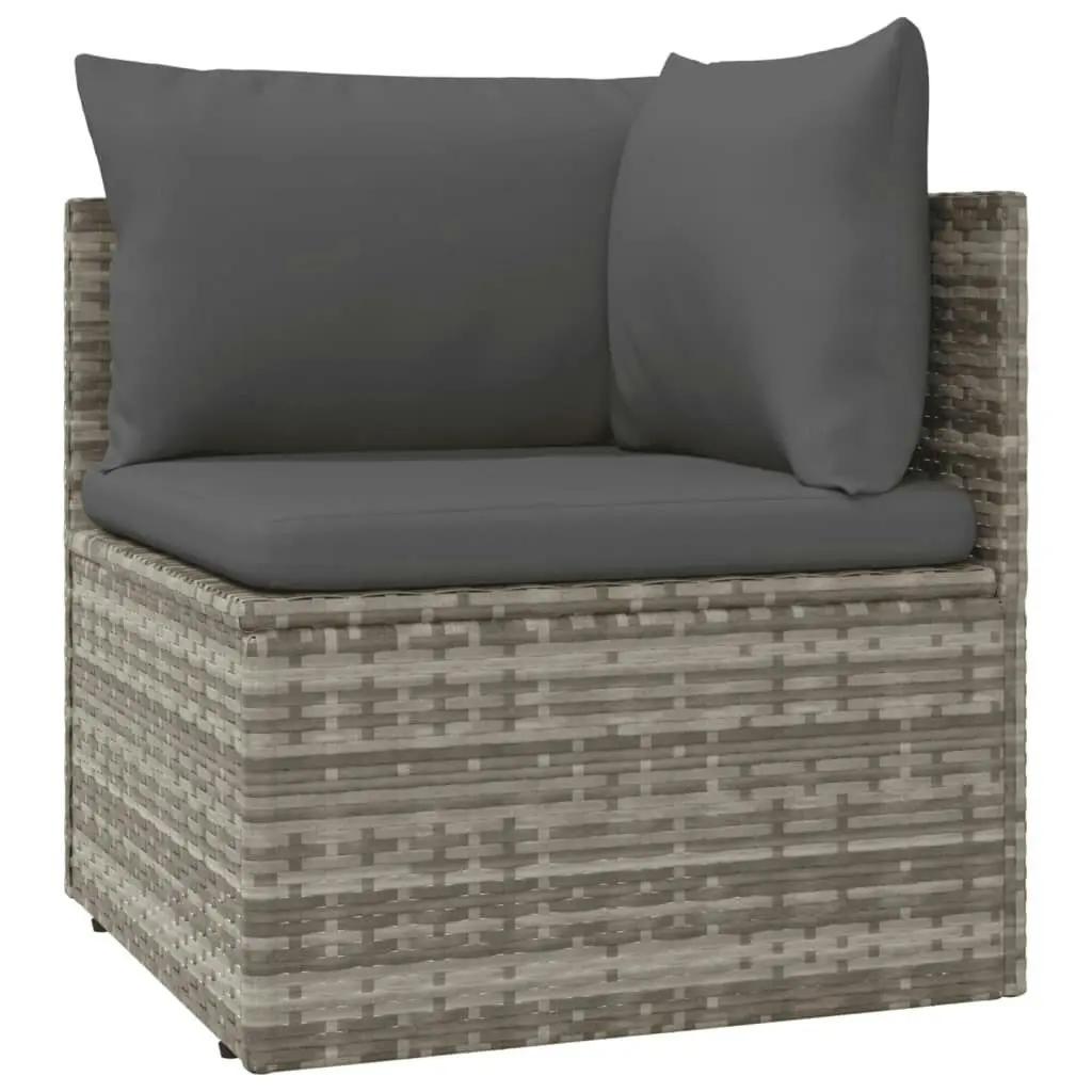 8 Piece Garden Lounge Set with Cushions Grey Poly Rattan 3157404