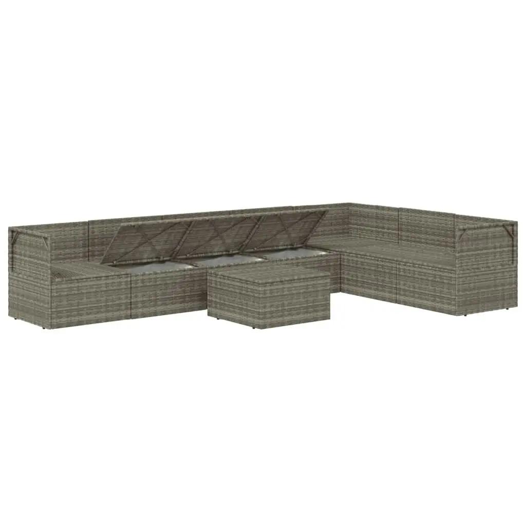 8 Piece Garden Lounge Set with Cushions Grey Poly Rattan 3157404