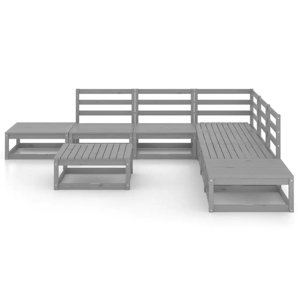 8 Piece Garden Lounge Set Grey Solid Pinewood 3075511