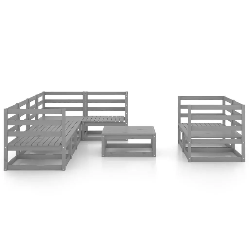 8 Piece Garden Lounge Set Grey Solid Pinewood 3075651