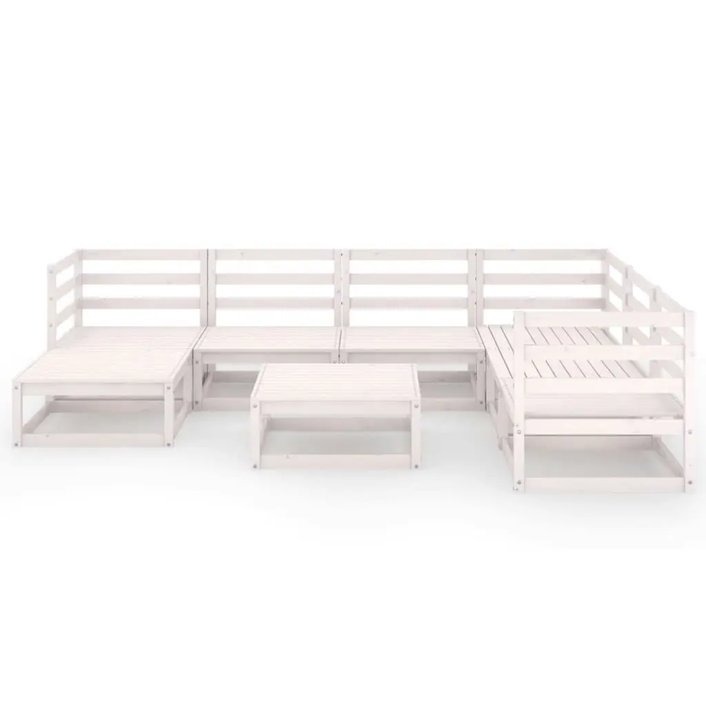 8 Piece Garden Lounge Set White Solid Pinewood 3075710