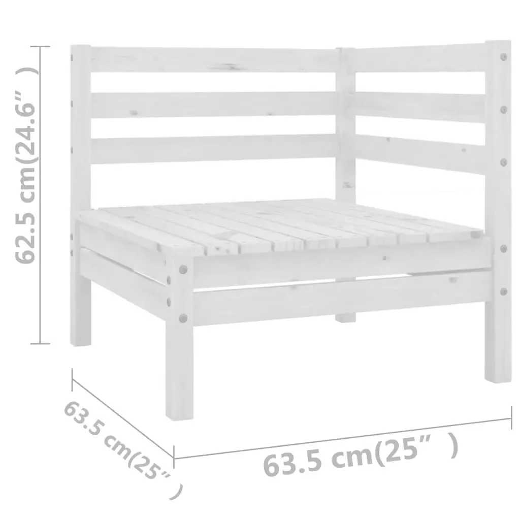 8 Piece Garden Lounge Set White Solid Pinewood 3083530