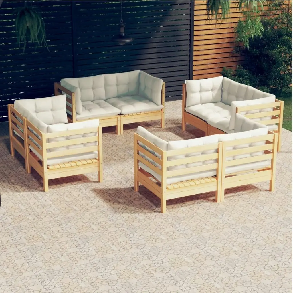 8 Piece Garden Lounge Set with Cream Cushions Pinewood 3096058