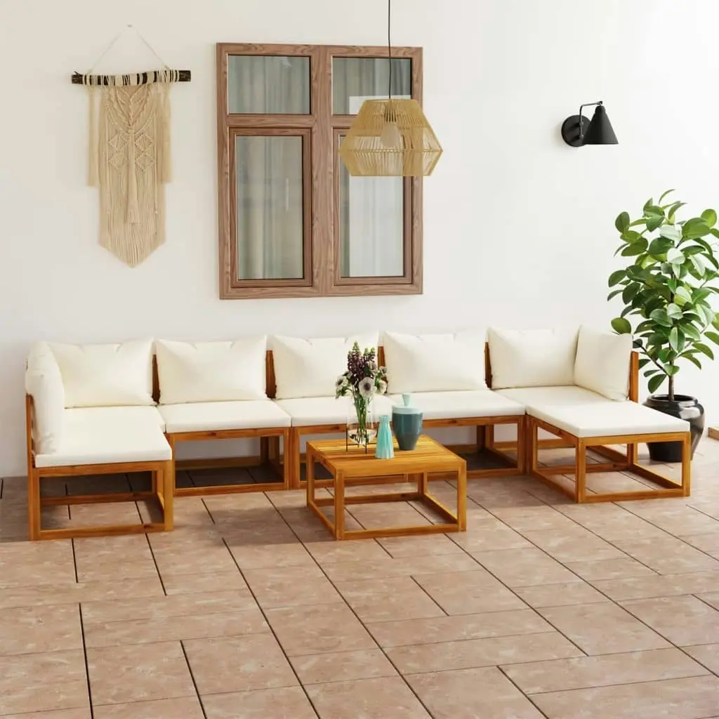 8 Piece Garden Lounge Set with Cushion Cream Solid Acacia Wood 3057661