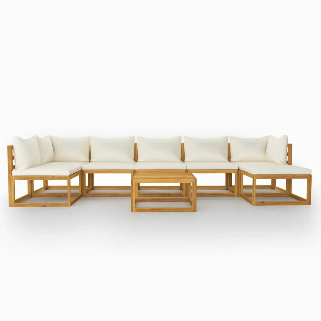 8 Piece Garden Lounge Set with Cushion Cream Solid Acacia Wood 3057661