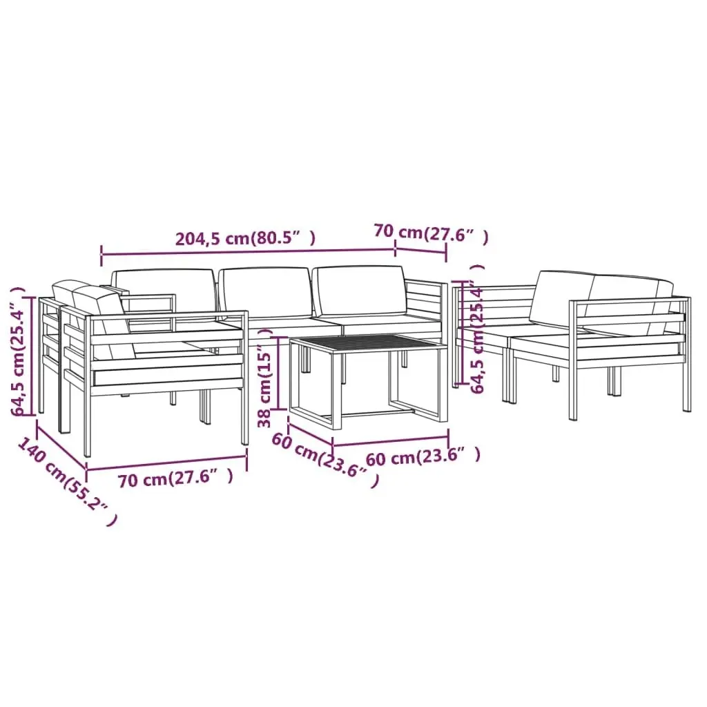 8 Piece Garden Lounge Set with Cushions Aluminium Anthracite 3107797