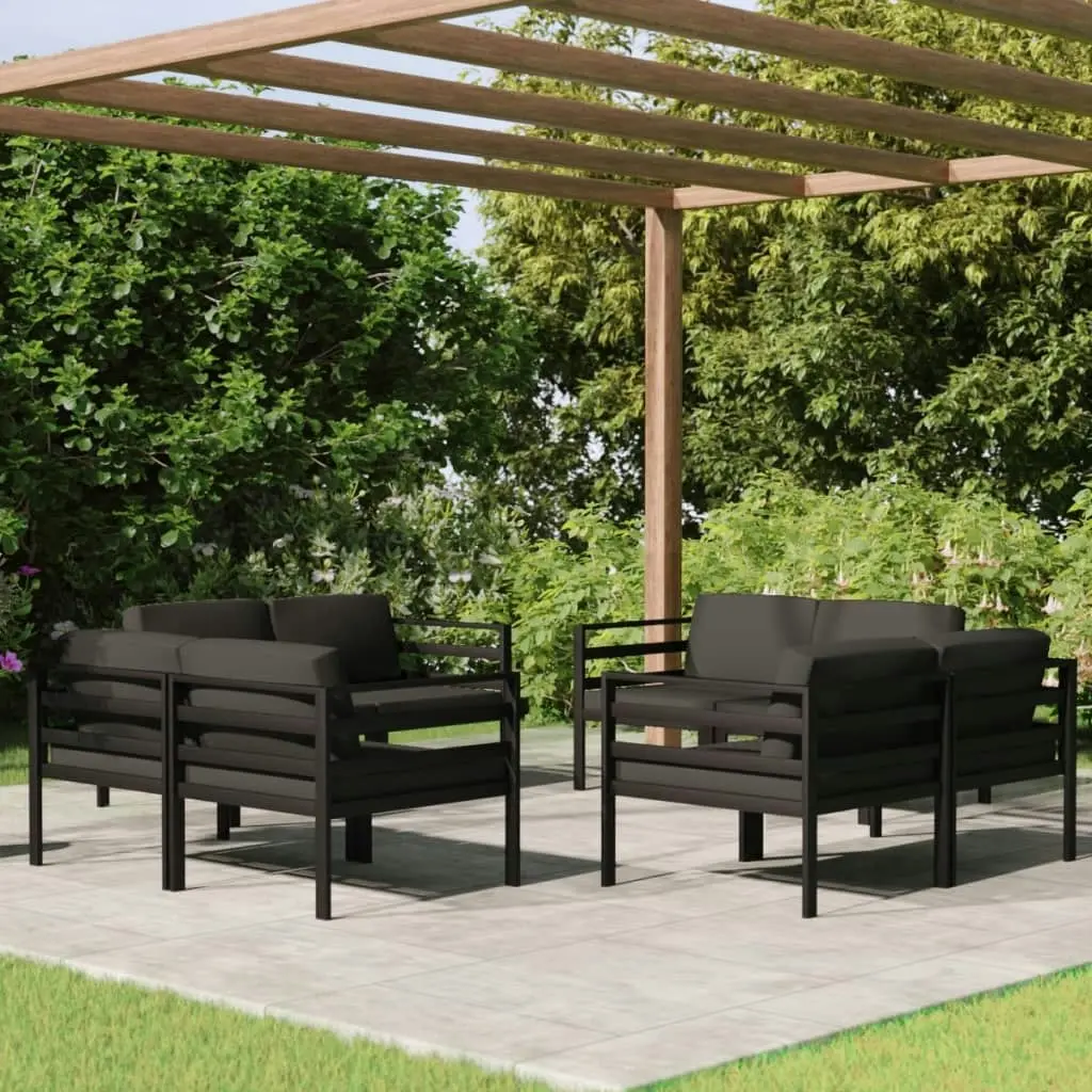 8 Piece Garden Lounge Set with Cushions Aluminium Anthracite 3107829