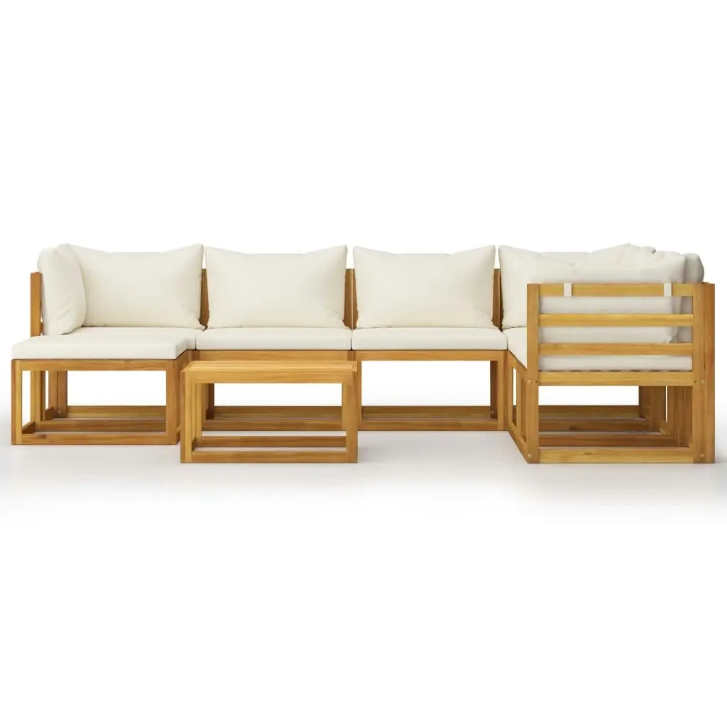 8 Piece Garden Lounge Set with Cushion Cream Solid Acacia Wood 3057646