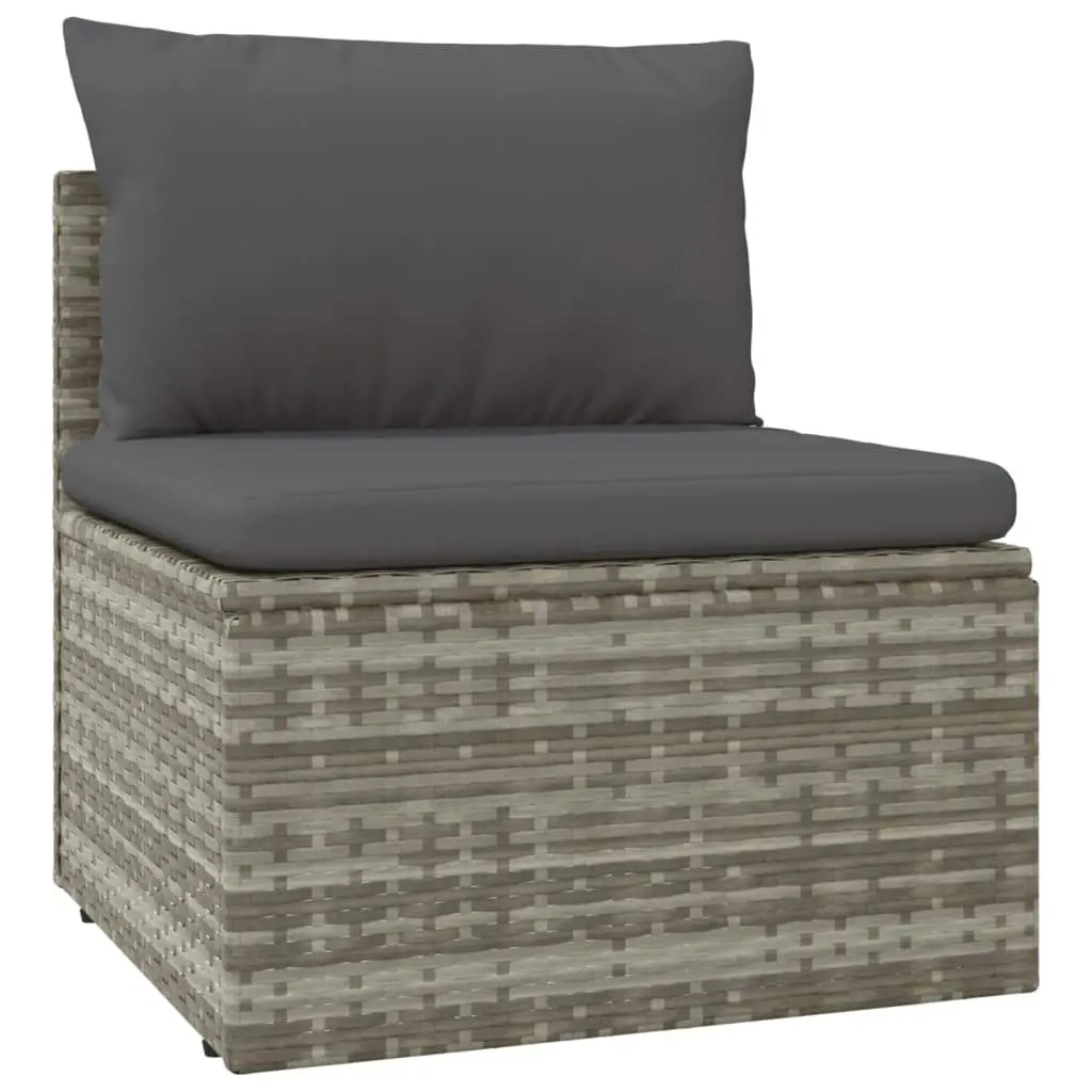 8 Piece Garden Lounge Set with Cushions Grey Poly Rattan 3157416