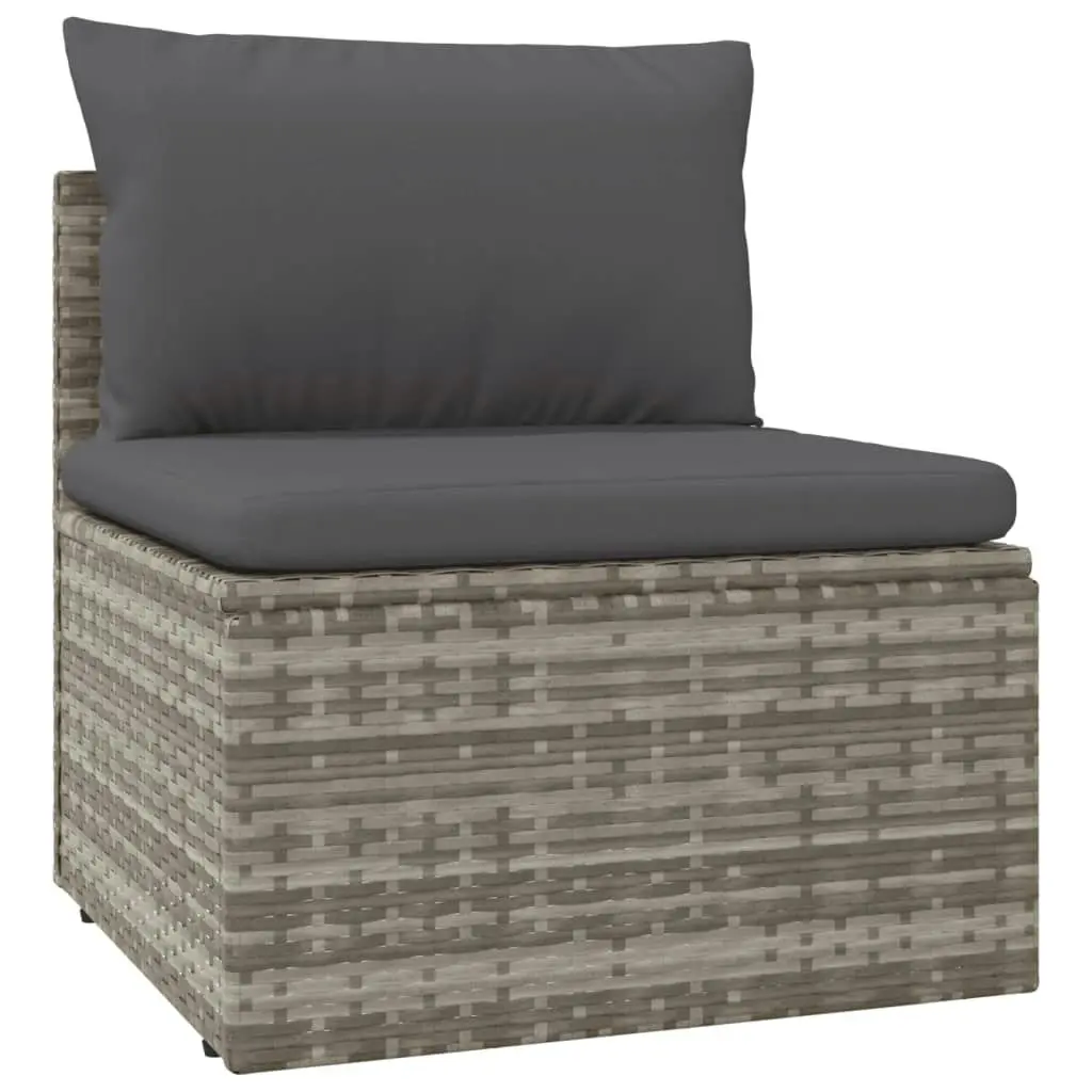 8 Piece Garden Lounge Set with Cushions Grey Poly Rattan 3157484